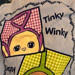 Vintage 1998 Teletubbies Light Blue Beach Towel Jay Franco 28”x58” EUC